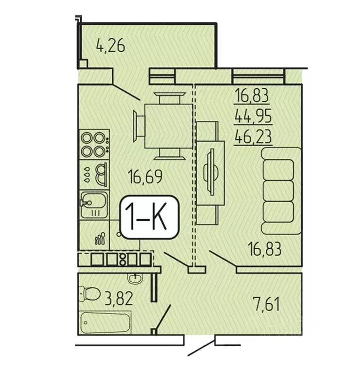 1-к кв. Бурятия, Улан-Удэ 140Б мкр,  (46.23 м) - Фото 1