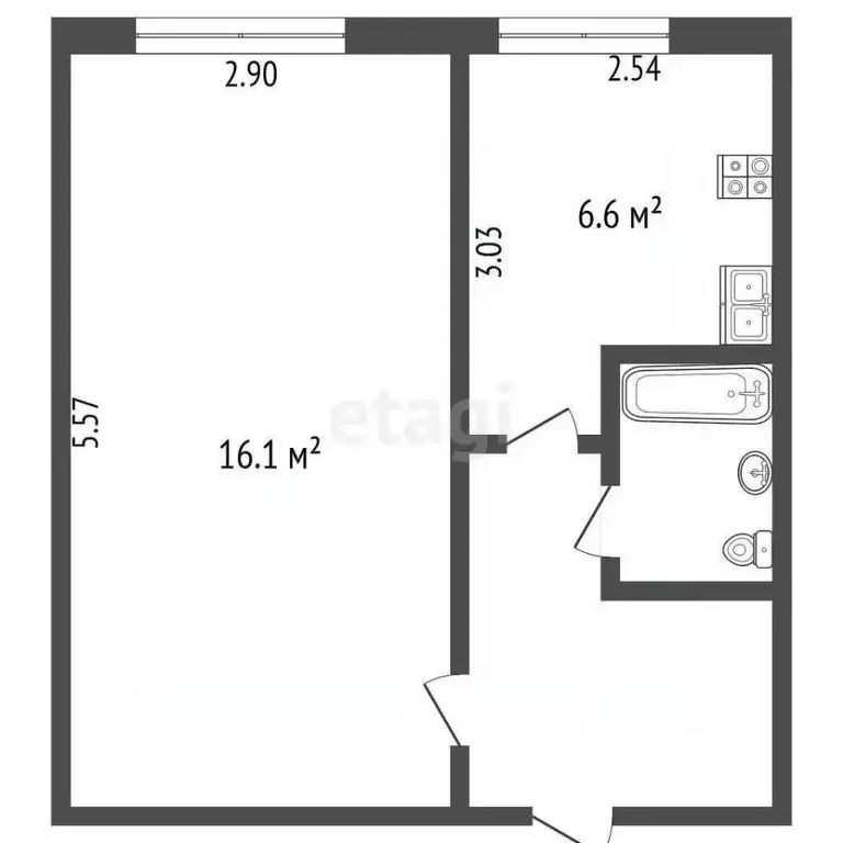 1-к кв. Калужская область, Калуга ул. Никитина, 81 (29.6 м) - Фото 1