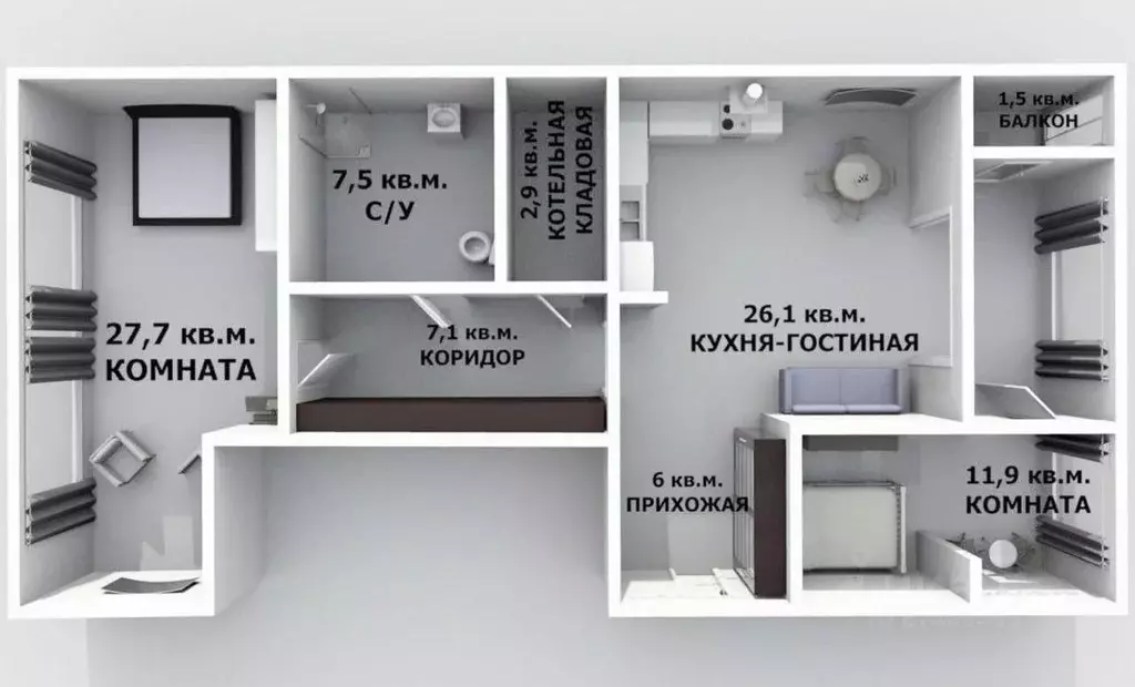 3-к кв. Краснодарский край, Анапа ул. Шевченко, 65 (91.0 м) - Фото 2