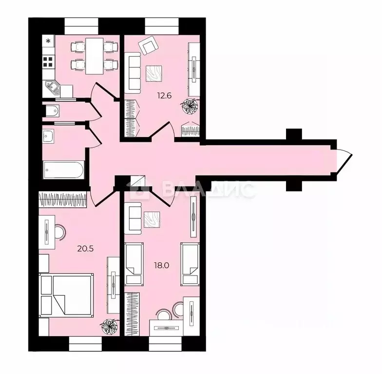 3-к кв. Москва 1-я Прядильная ул., 9 (83.3 м) - Фото 1