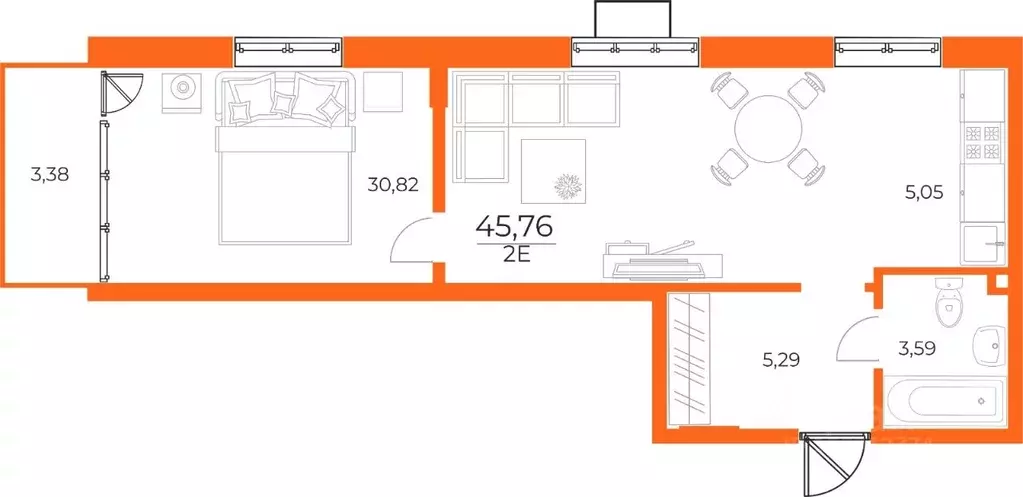 2-к кв. Хабаровский край, Хабаровск Брянский пер. (45.68 м) - Фото 1