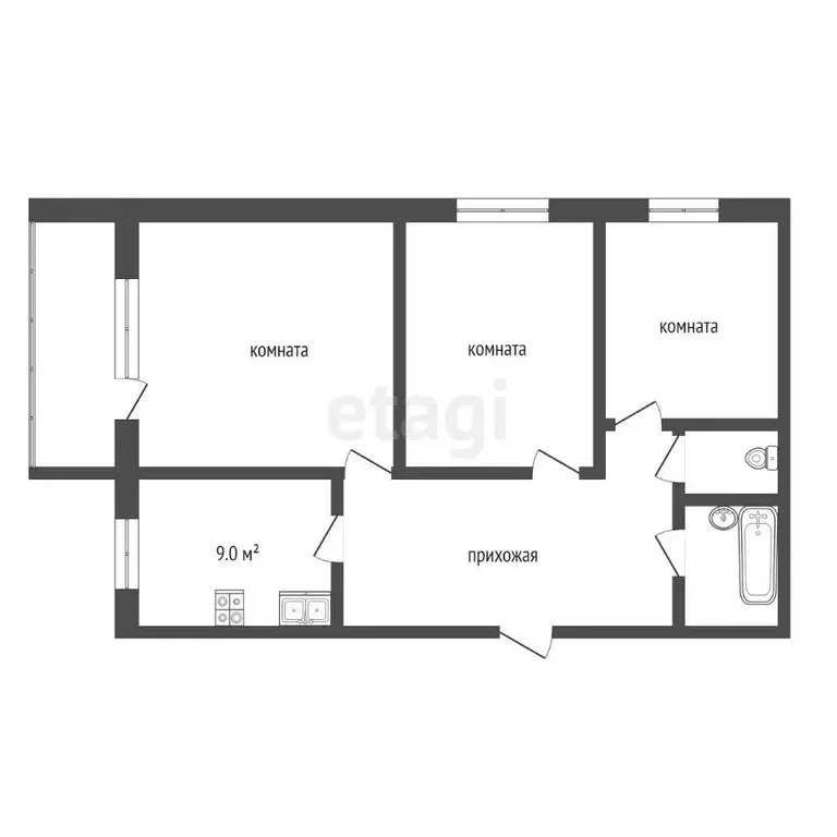 3-к кв. Владимирская область, Муром Муромская ул., 1/3 (61.9 м) - Фото 1