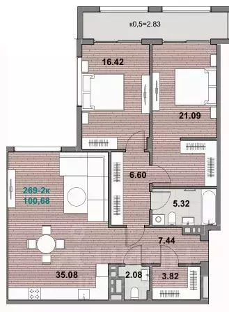 2-к кв. Калининградская область, Зеленоградск ул. Гагарина (99.77 м) - Фото 1