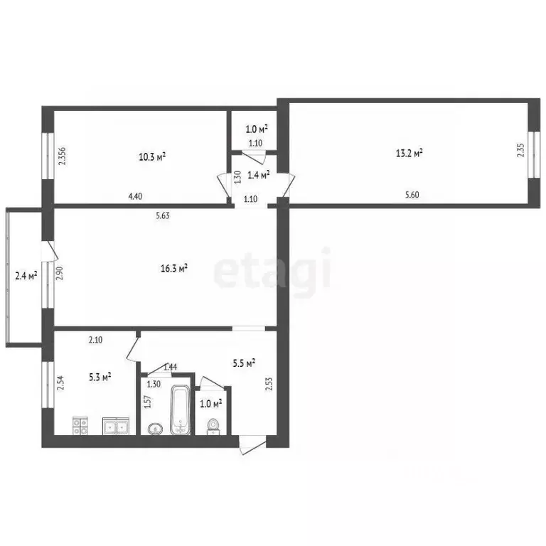 3-к кв. Самарская область, Самара Галактионовская ул., 187 (55.9 м) - Фото 1