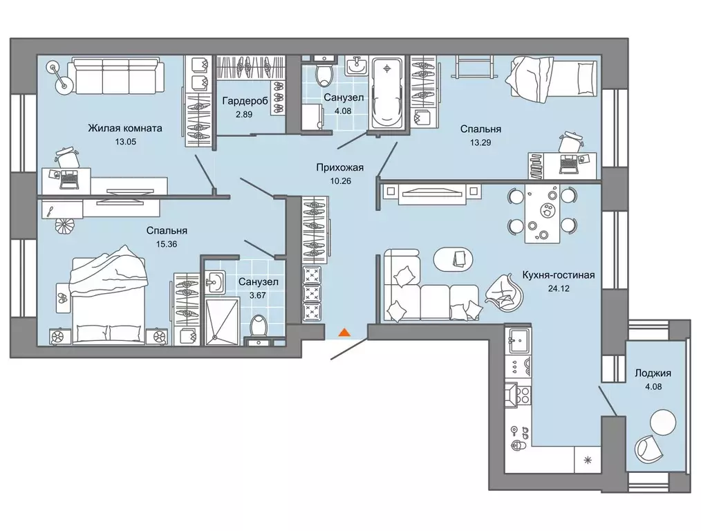 3-к квартира, 89 м - Фото 0