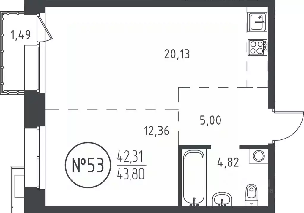 1-к кв. Иркутская область, Иркутск ул. Эдуара Дьяконова, 6 (43.5 м) - Фото 0