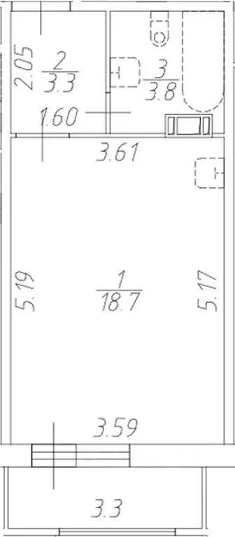 Студия Санкт-Петербург Планерная ул., 87к1 (25.8 м) - Фото 2
