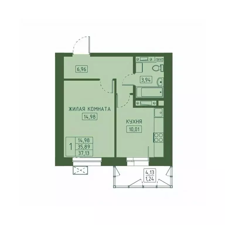 1-к кв. Красноярский край, Красноярск Свободный просп. (37.13 м) - Фото 1