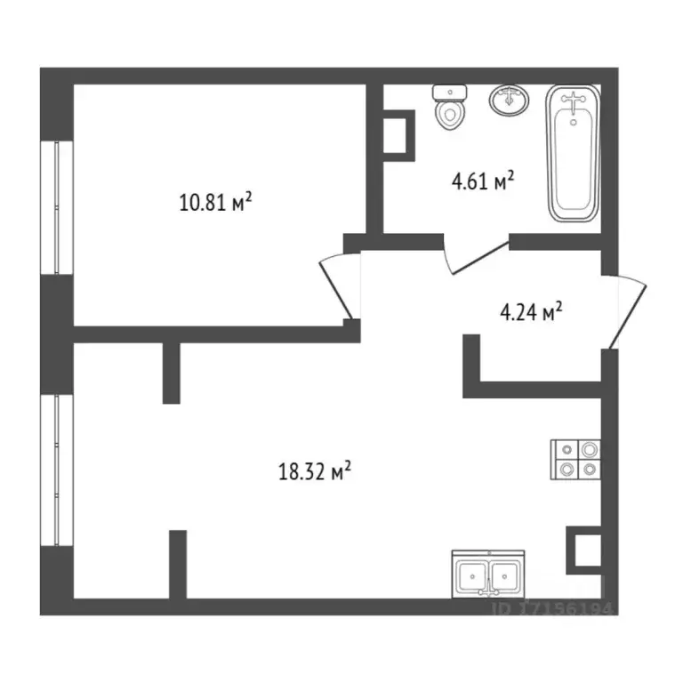 1-к кв. Тюменская область, Тюмень ул. Газовиков, 73к4 (37.0 м) - Фото 1