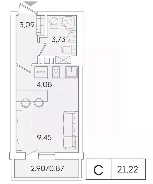 Студия Ленинградская область, Мурино Всеволожский район, ул. ... - Фото 1