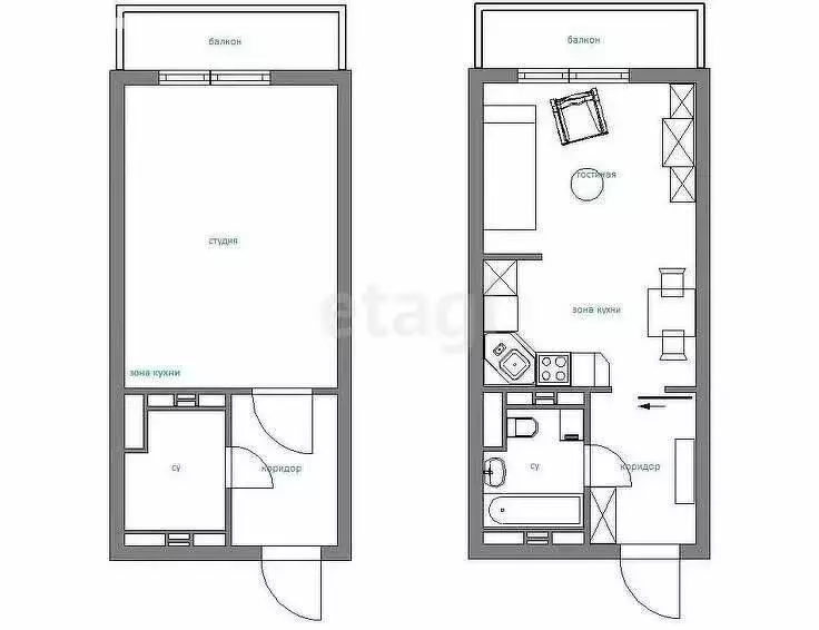 Квартира-студия: Тула, Рязанская улица, 19 (28 м) - Фото 0