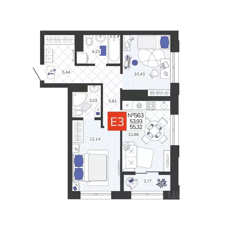 2-к кв. Тульская область, Тула Мясново мкр, Желания жилой комплекс ... - Фото 1