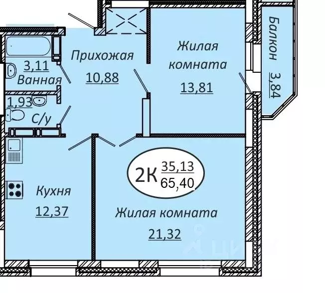 2-к кв. Новосибирская область, Новосибирск ул. Добролюбова, 16/1 (65.4 ... - Фото 0