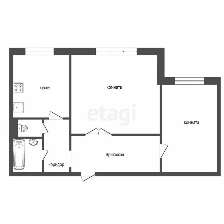 2-комнатная квартира: Красноярск, Судостроительная улица, 97 (54 м) - Фото 1