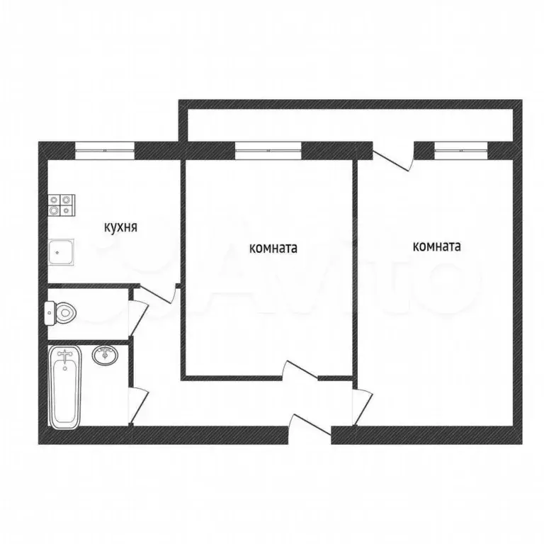 2-к. квартира, 47,5 м, 2/5 эт. - Фото 0