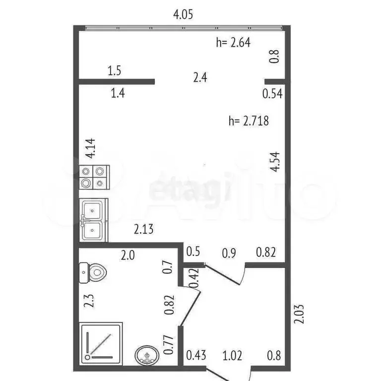 Квартира-студия, 28,3 м, 2/13 эт. - Фото 0