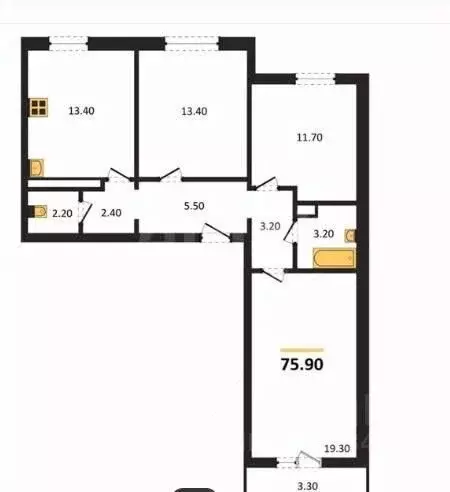 3-к кв. Воронежская область, Воронеж ул. Серафима Саровского, 179Ак1 ... - Фото 1