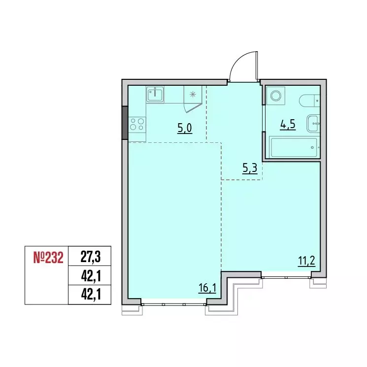 2-комнатная квартира: Маркова, квартал Стрижи, 16 (42.1 м) - Фото 1