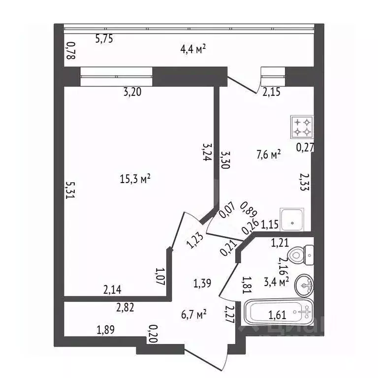 1-к кв. Башкортостан, Уфа ул. Машинистов, 6 (32.0 м) - Фото 2