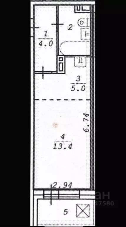 Студия Новосибирская область, Новосибирск ул. Галущака, 15 (26.2 м) - Фото 2