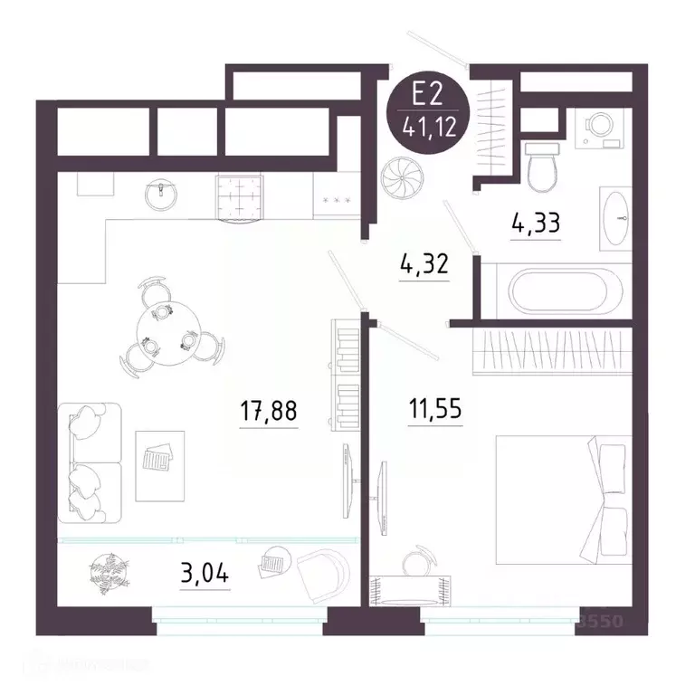 1-к кв. Рязанская область, Рязань Московское ш. (41.12 м) - Фото 1