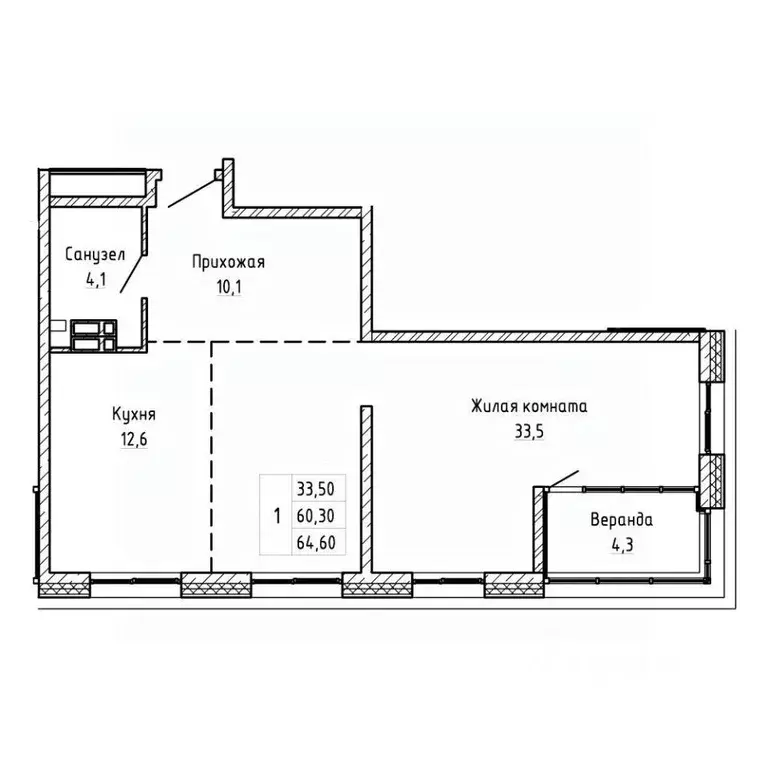 3-к кв. Приморский край, Владивосток Днепровская ул. (64.6 м) - Фото 1