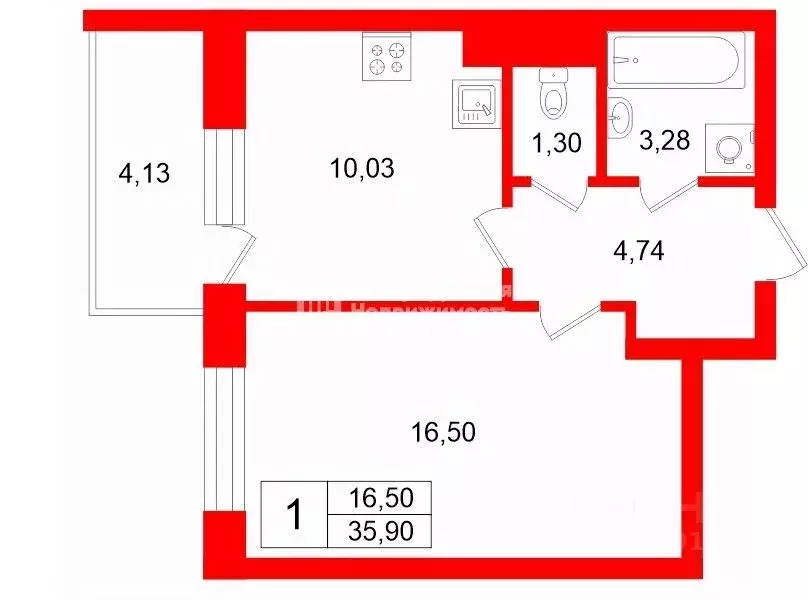 1-к кв. Ленинградская область, Всеволожский район, пос. Бугры бул. ... - Фото 2