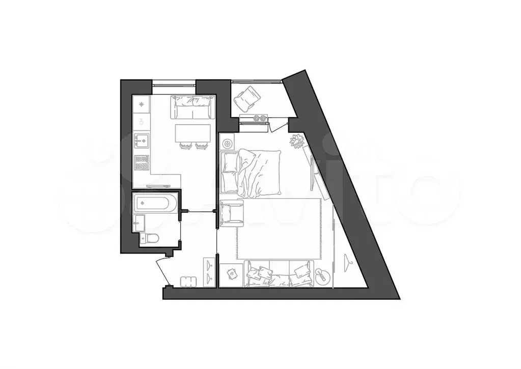 1-к. квартира, 38 м, 3/3 эт. - Фото 1