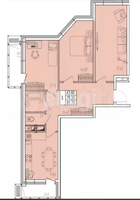 3-к кв. Краснодарский край, Анапа ул. Омелькова, 93 (74.6 м) - Фото 2