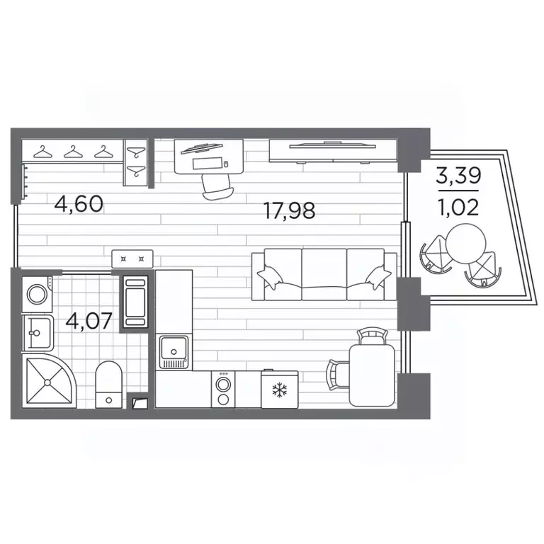 Студия Санкт-Петербург Полюстровский просп., 87 (27.67 м) - Фото 1