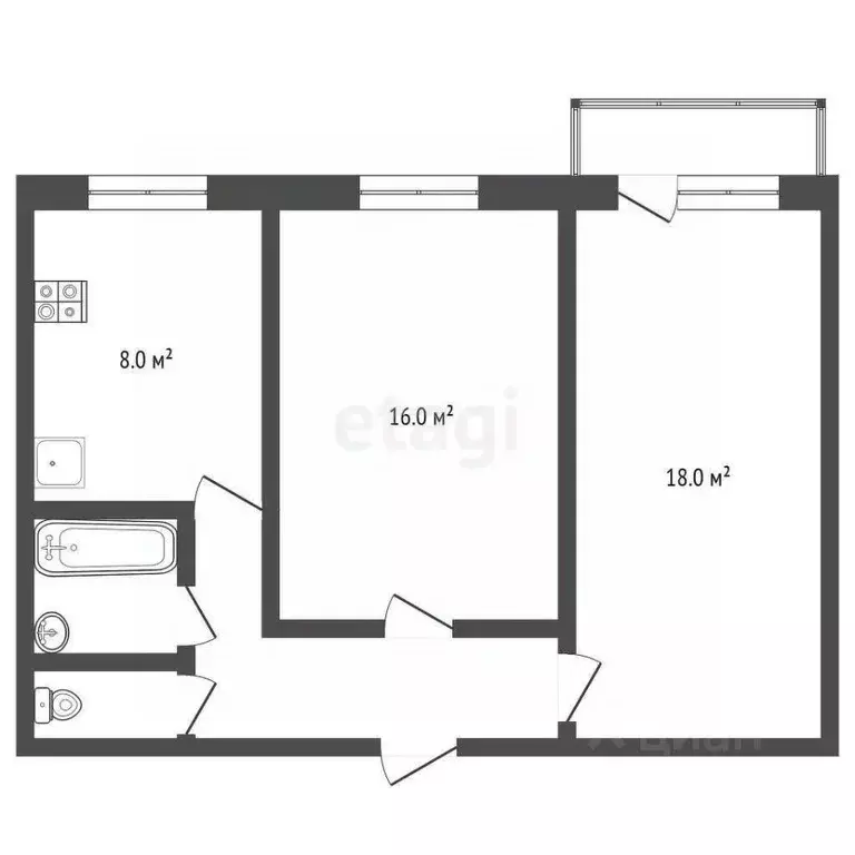 2-к кв. Ярославская область, Ярославль ул. Строителей, 11 (43.4 м) - Фото 1