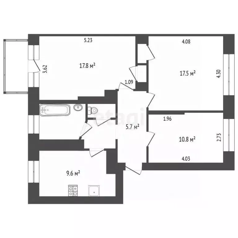 3-к кв. Ярославская область, Ярославль просп. Октября, 34/21 (71.0 м) - Фото 2