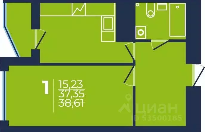 1-к кв. Башкортостан, Уфа просп. Дружбы Народов, 51 (38.4 м) - Фото 1