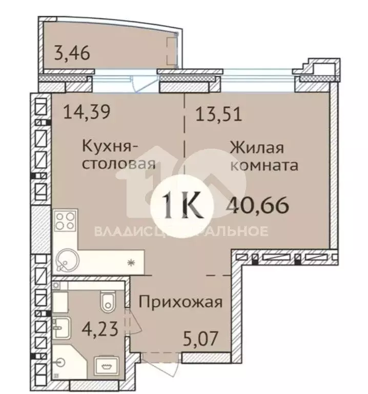 1-комнатная квартира: Новосибирск, улица Дуси Ковальчук, 248/1 (41 м) - Фото 0