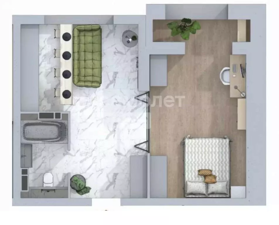 1-комнатная квартира: Нижний Новгород, Малая Ямская улица, 22 (40 м) - Фото 1