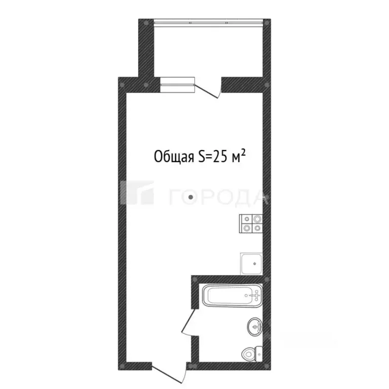 Студия Алтайский край, Барнаул ул. Антона Петрова, 221Д/1 (25.0 м) - Фото 1