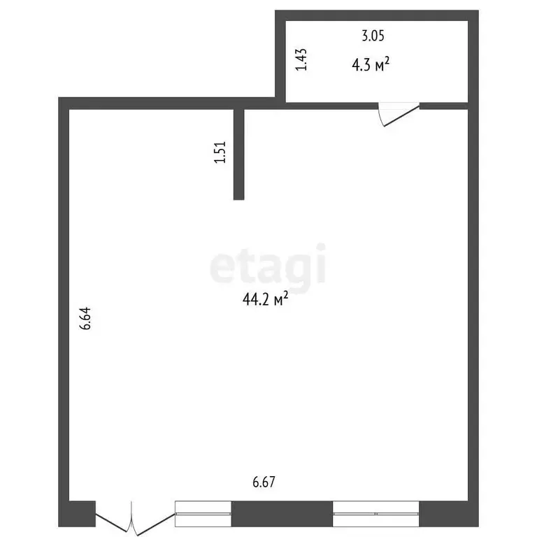 Помещение свободного назначения (48.3 м) - Фото 1