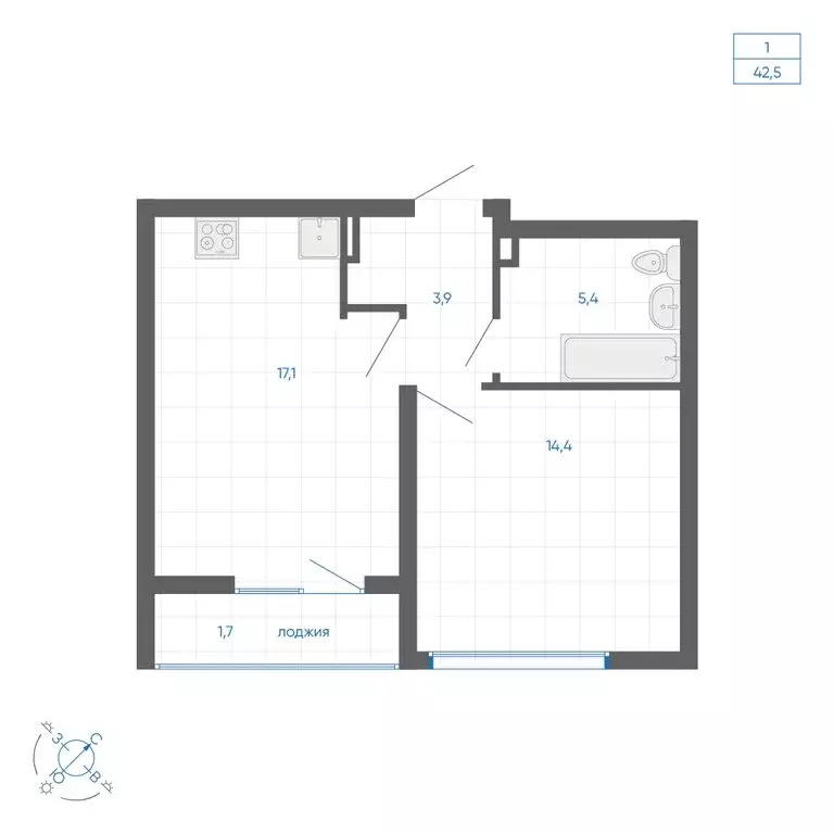 1-комнатная квартира: Екатеринбург, улица Вильгельма де Геннина, 59 ... - Фото 1