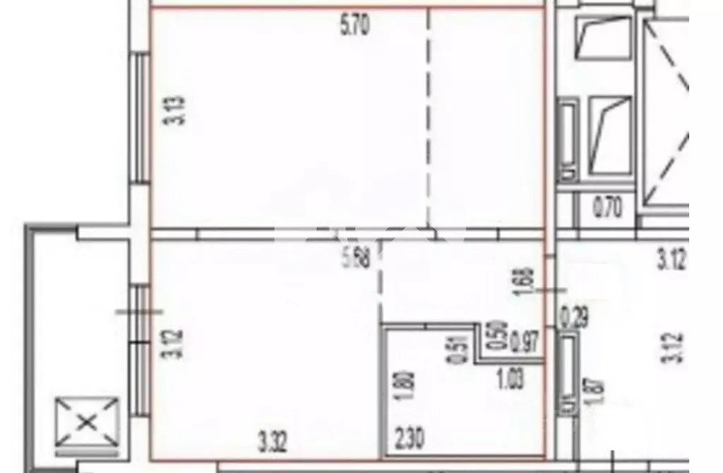 Квартира, 1 комната, 35.1 м - Фото 1