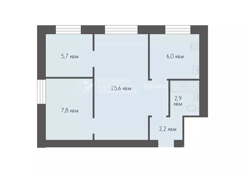 3-к кв. Рязанская область, Рязань Магистральная ул., 5 (41.9 м) - Фото 1