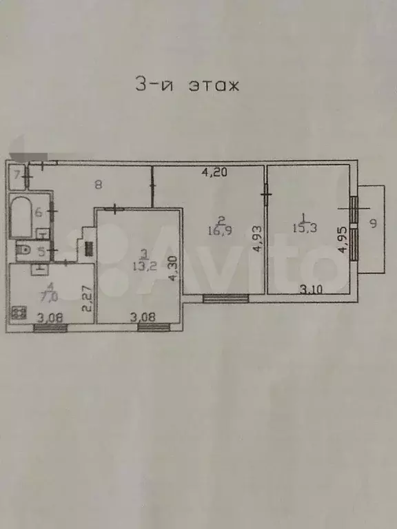 3-к. квартира, 66 м, 3/5 эт. - Фото 0