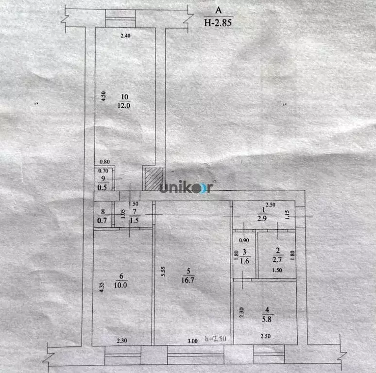 3-к. квартира, 54,4 м, 1/2 эт. - Фото 0
