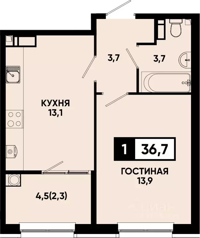 1-к кв. Ставропольский край, Кисловодск Моя Легенда жилой комплекс ... - Фото 1