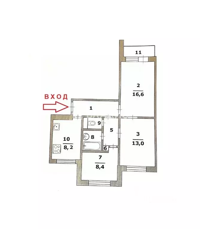3-к кв. Белгородская область, Белгород ул. Победы, 83 (60.9 м) - Фото 2