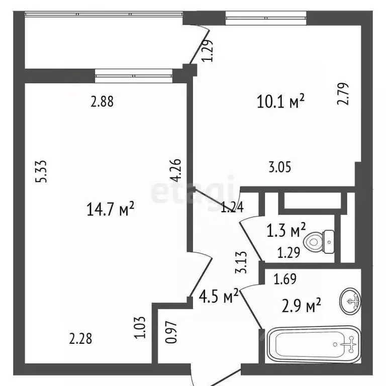 1-к кв. Санкт-Петербург аллея Арцеуловская, 23к1 (33.5 м) - Фото 1