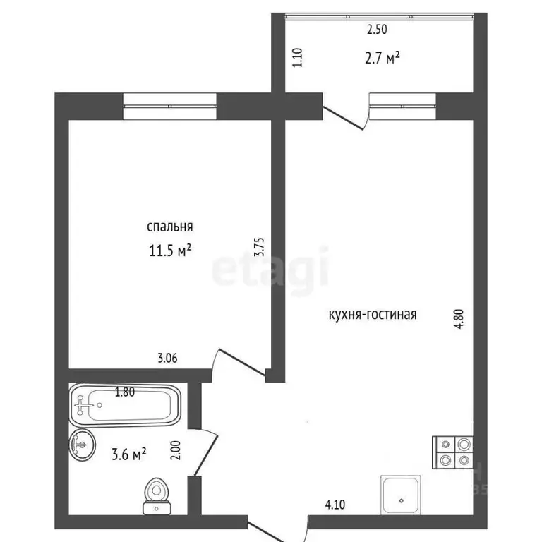 1-к кв. Московская область, Одинцово ул. Каштановая, 8 (33.0 м) - Фото 1