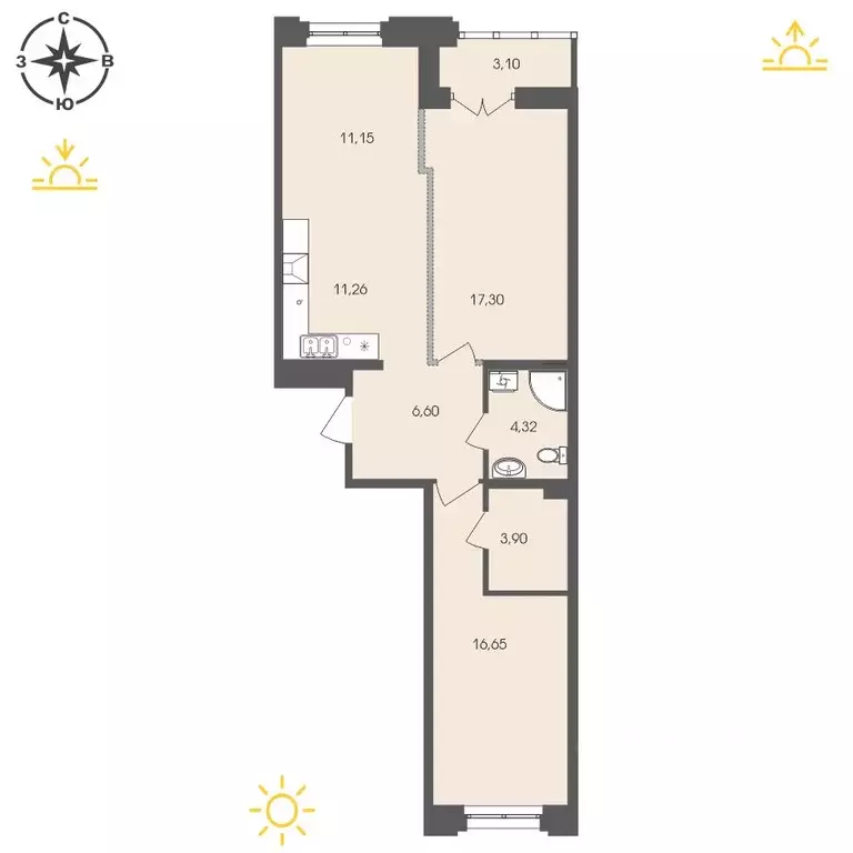 2-к кв. иркутская область, иркутск энергетиков мкр, (74.28 м) - Фото 0