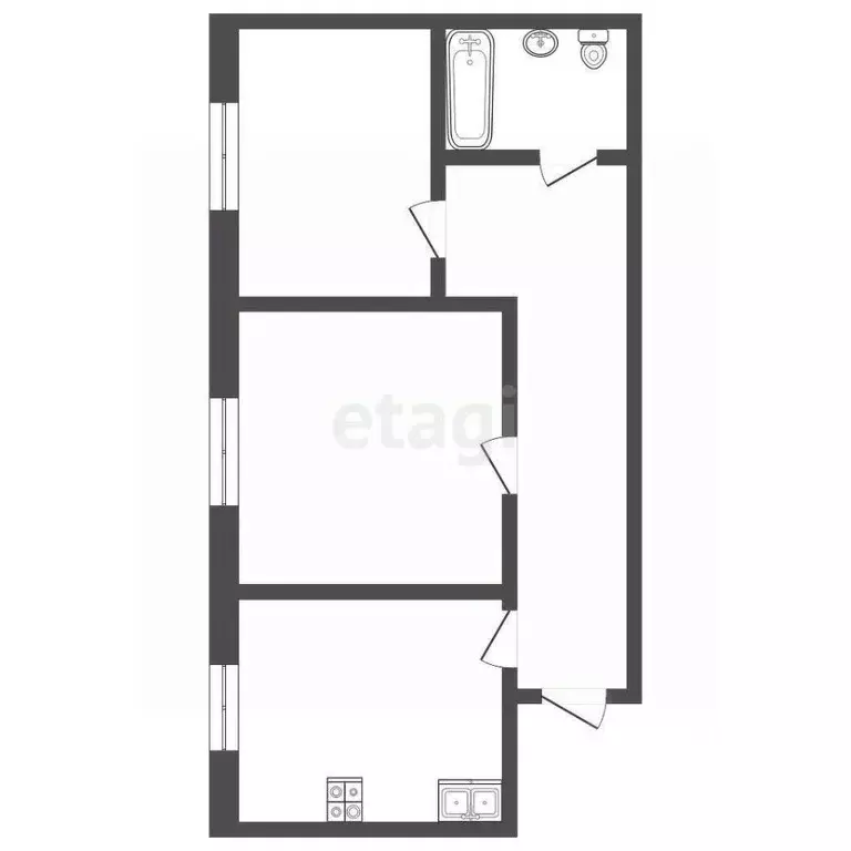 2-к кв. Ростовская область, Ростов-на-Дону ул. Еременко, 58/11 (51.5 ... - Фото 2