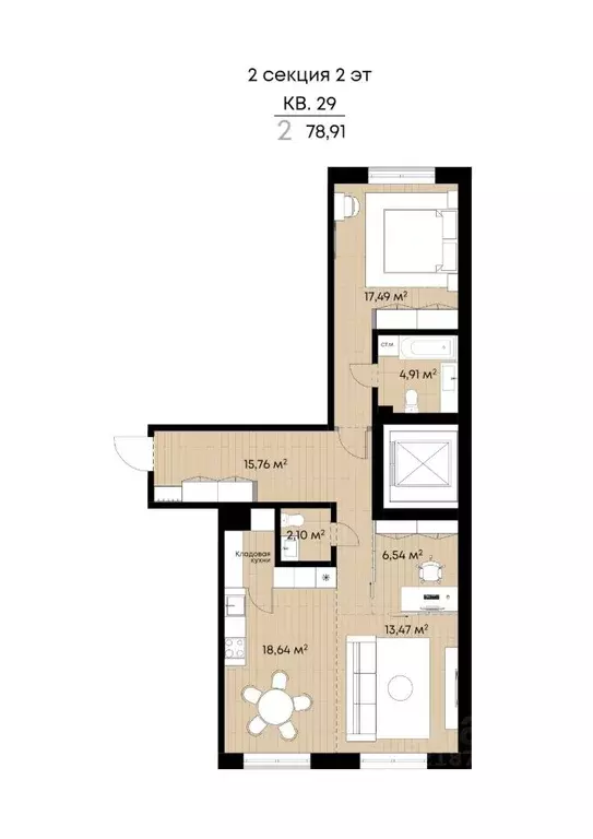 2-к кв. Иркутская область, Иркутск ул. Лебедева-Кумача, 25 (78.91 м) - Фото 2