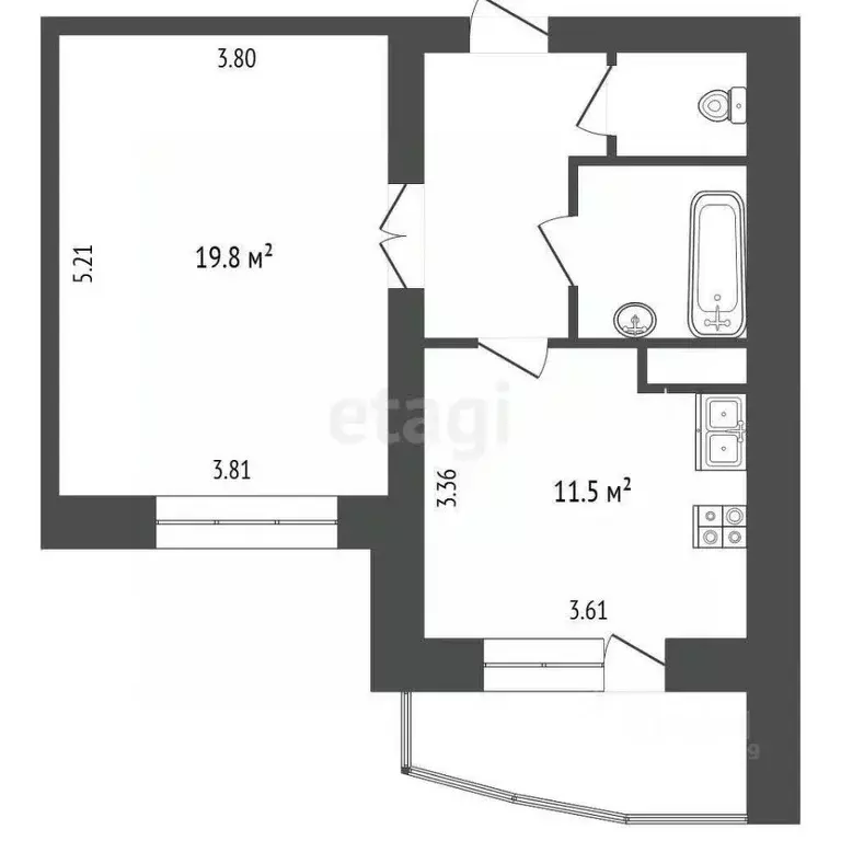 1-к кв. Белгородская область, Белгород ул. Газовиков, 15 (44.0 м) - Фото 2